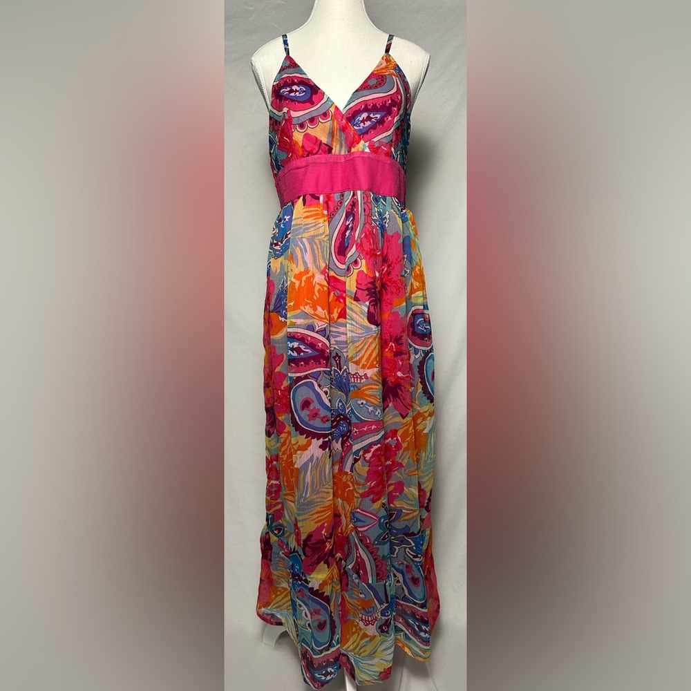 MAGIC Summer Vacation Y2K‎ Floral Strappy Flowy Maxi Dress Size XL
